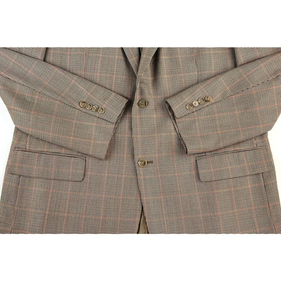 Tasso Elba Vitale Barberis Canonico Wool 2B Sport Coat Brown Plaid Mens 46L - Picture 7 of 12